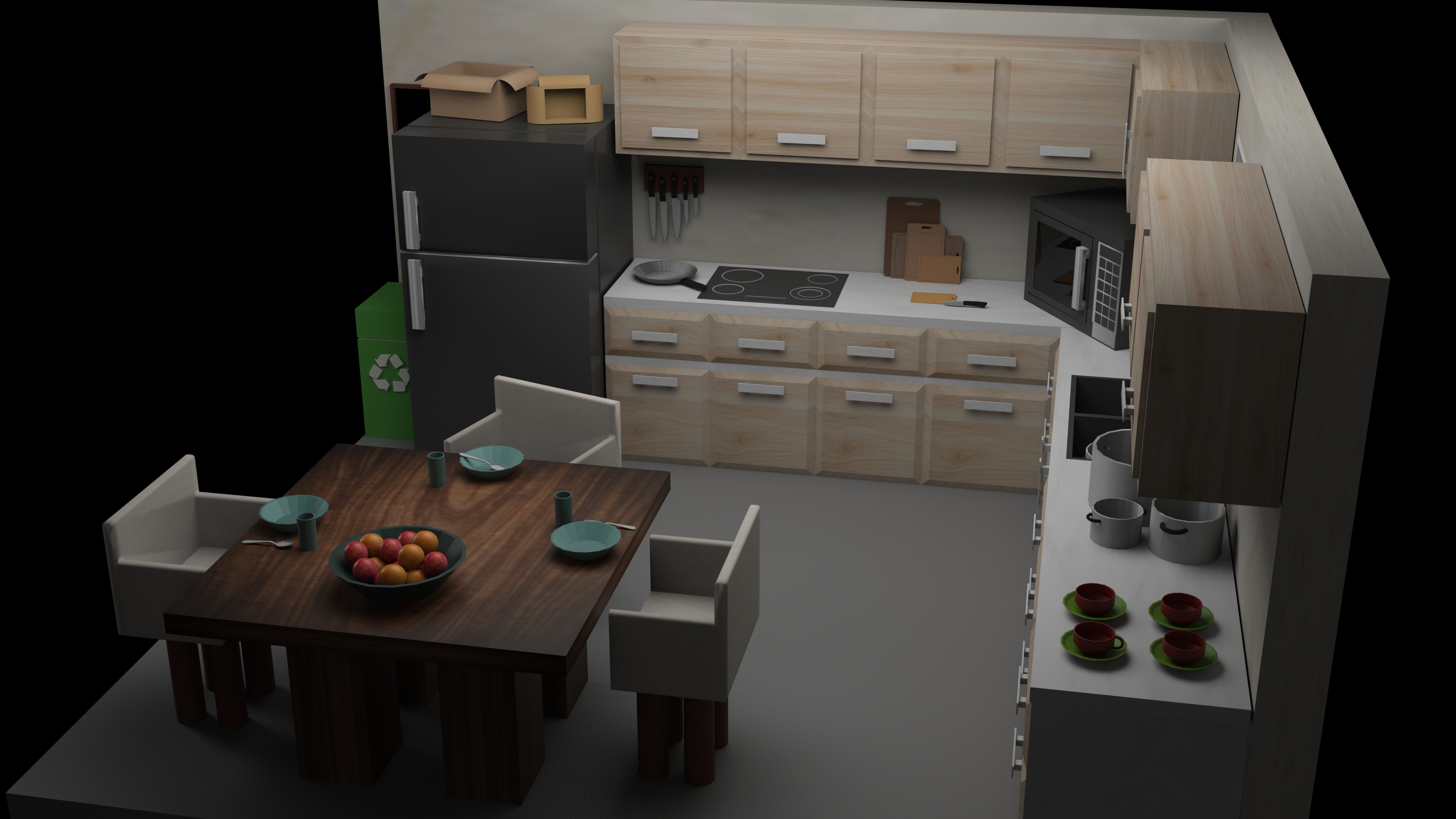 Diseño y modelado 3D de una cocina completa