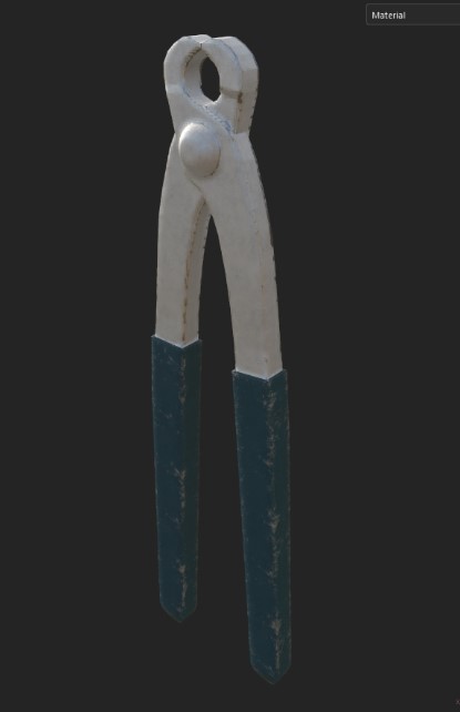 Modelado 3D de tenazas con apariencia desgastada