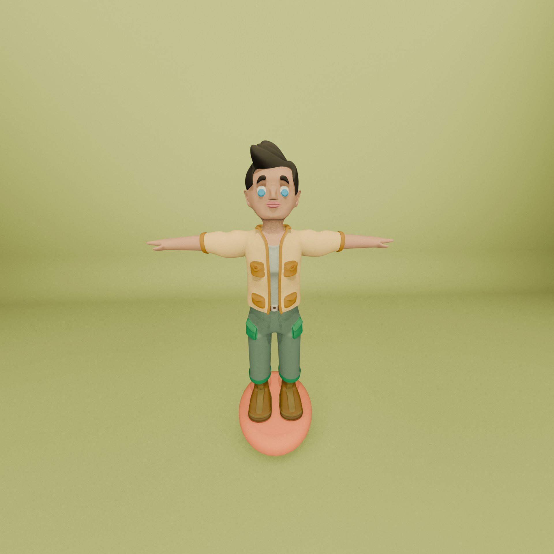 Personaje 3D estilizado con temática de explorador
